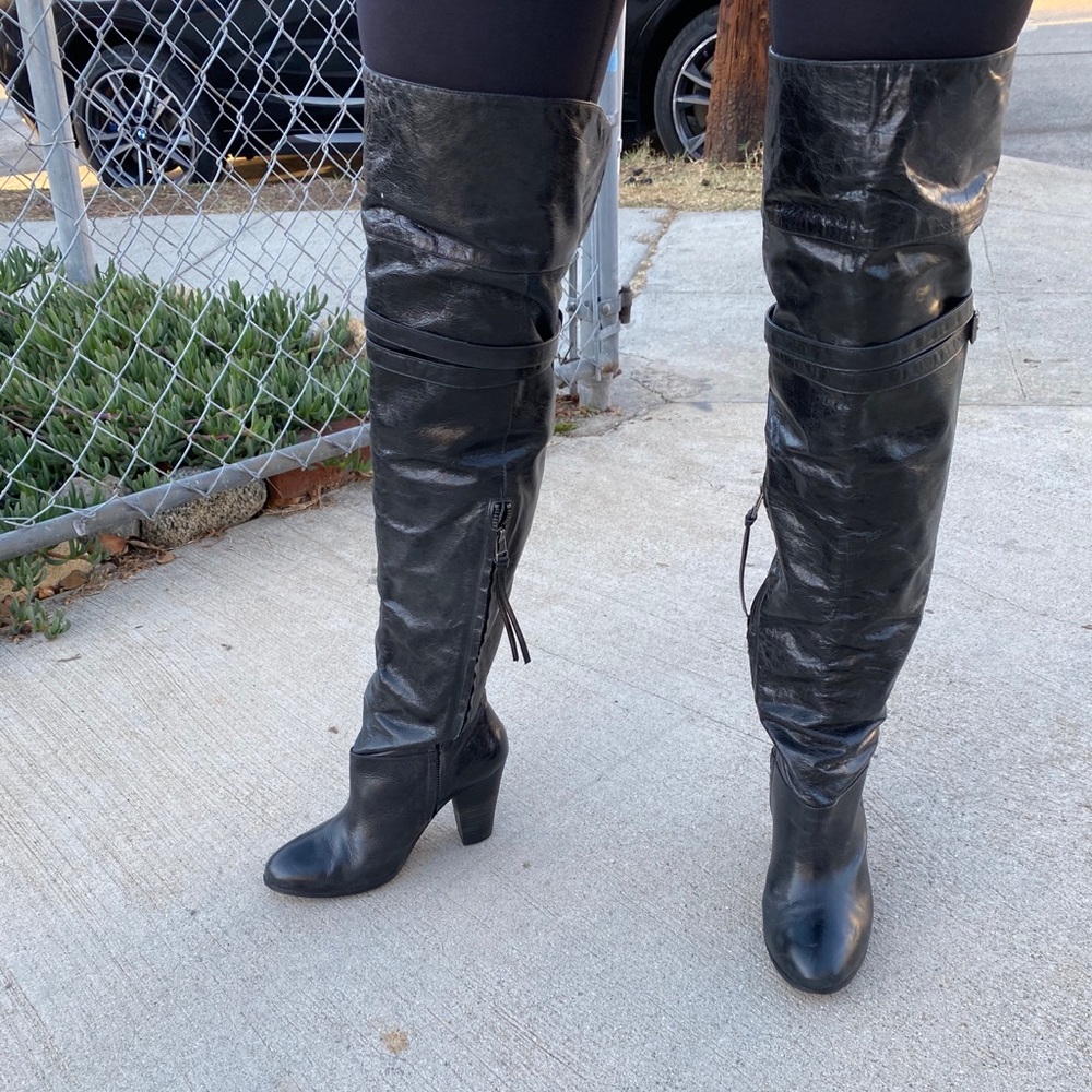 Thigh high leather boots